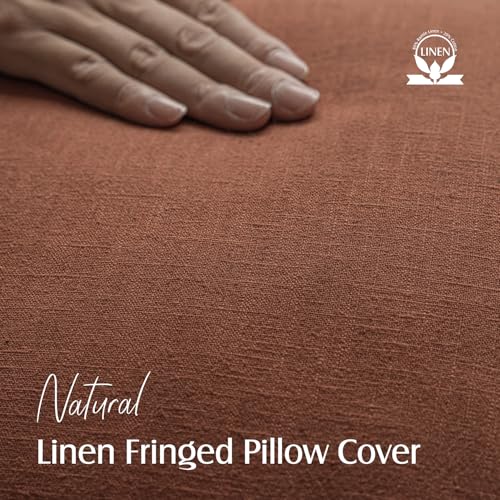 Foindtower Decorative Linen Fringe Throw Pillow Covers 16×16 Rust Orange - color: Late Autumn, size: 16" x 16" (Pack of 2)
