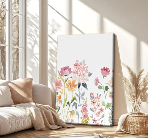 Watercolor Wildflower Canvas Wall Art, 3 Piece Gallery Wrapped Set, 12x16 - color: Plant flowers-1, size: 12x16 inch