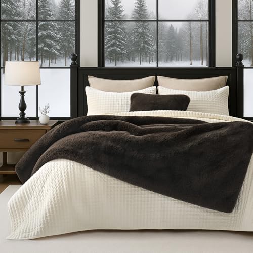 EverGrace Faux Chinchilla Fur Throw Blanket, 60"x80", Espresso Mink - color: Espresso Mink, size: 60"x80"