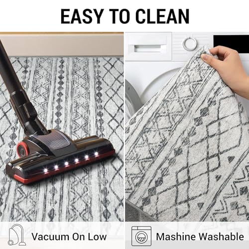 KUTA Extra Long Runners for Hallways 2.6x20ft Washable Grey Boho Runners - color: Grey, size: 2'7" x 20' (Runner)