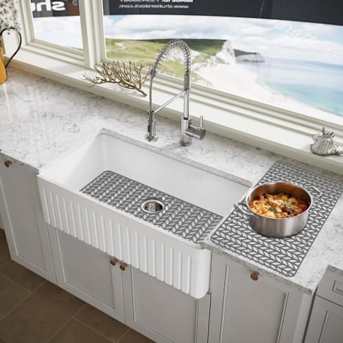 AWOKE Silicone Sink Protectors for Kitchen Sink, 30" x 16" Rear Drain Hole - size: 30 x 16 Rear Drain