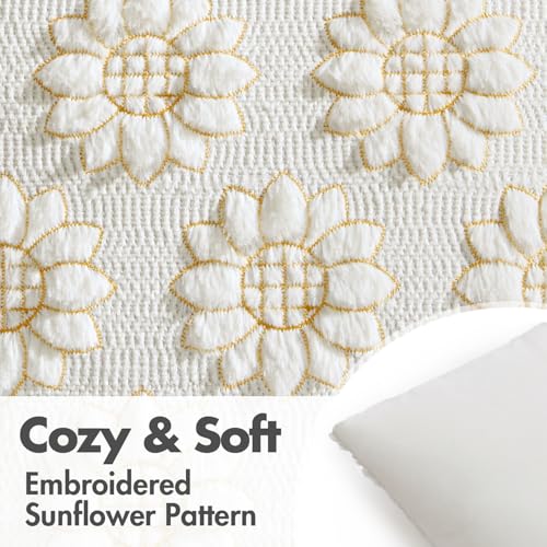 Spring Pillow Covers Sunflower 18x18 Set of 2 Pure White - color: Pure White, size: 18" x 18" (Pack of 2)
