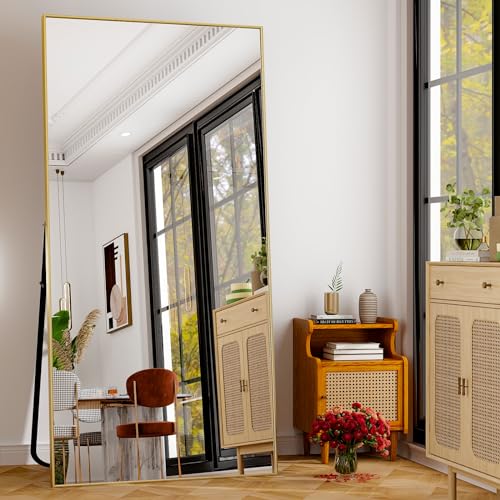 GLSLAND 76"x34" Full Length Mirror Large Rectangle Full Body Mirror, Gold - color: Gold, size: 76"L x 34"W