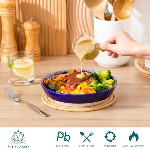 vancasso 32 Oz Pasta Bowls, Porcelain Large Colorful Salad Soup Bowls Set of 6, Pasta Serving Bowls Plates for Kitchen, Dishwasher & Microwave Safe, Series KRVI - color: Boho