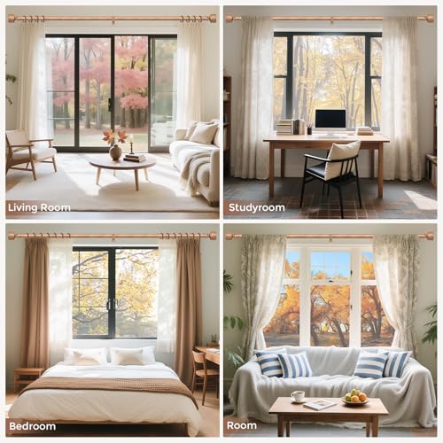 2 Pack Wood Curtain Rod 36-60 Inch, Boho Faux Wood Drapery Rods - color: Wood, size: 36"-60" (2 Pack)