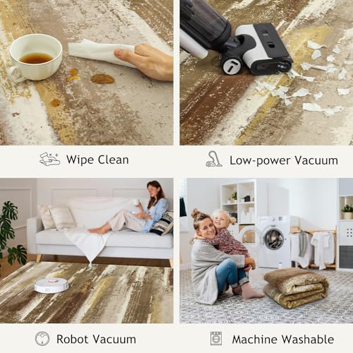 2x6 Runner Rug for Hallway Kitchen: Modern Abstract Throw Rugs - color: Brown, size: 2' x 6' (Runner)