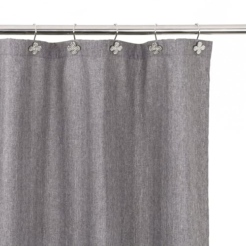Brushed Nickel Shower Curtain Hooks: Rust Proof Metal Curtain Rings, 12Pcs - color: Brushed Nickel