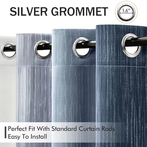 MIULEE Navy Blue and Greyish White Ombre Blackout Curtains 52Wx54L Set of 2 - color: Navy Blue and Greyish White, size: 52"W x 54"L (Pack of 2)