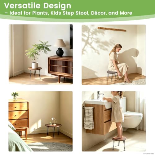 Vigordream Metal Plant Stand Indoor, Heavy Duty Wood Single Planter Holder - size: Medium