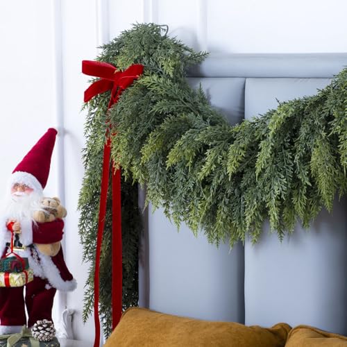 6Ft Christmas Garland,Real Touch Cedar Garland,Realistic Faux Pine Garlands - size: 6FT