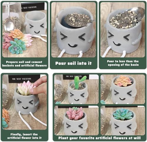 Uguisu 1 Pcs Cute Plant Pot, Small Planter, Succulent Planter, Flower Pot, Office, Room, Shelf, Table Decoration Planter - Squint(Plants not Included) - color: Grey Squint