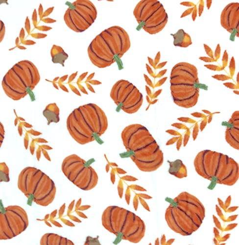 Fall Soft Fleece Throw Blanket, Pumpkin Leaves Wheat, 50" x70 Oversized - color: Fall Harvest