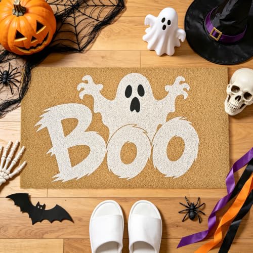 Halloween Welcome Mat Ghost Boo Non-Slip Front Door Mat, 17x29 in - color: Ghost Boo
