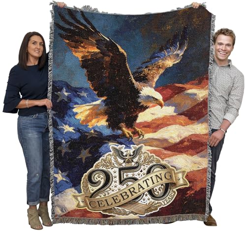 Pure Country Weavers Eagle 250 Blanket - Gift America 250th Anniversary Tapestry Throw Woven from Cotton - Made in The USA (72x54) - color: Eagle 250, size: 72x54