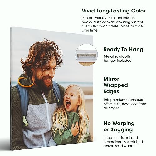 BuildASign Custom Canvas Prints with Your Photos – Personalized Picture To Canvas Wall Art, Perfect for Home Decor, Gifts & Keepsakes, Ready to Hang (11" L x 14" W x .75”D, Metallic Silver) - color: 0.75" Standard Wrap Depth - Metallic Silver, size: 11"L