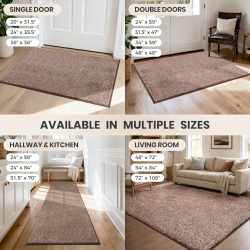 PURRUGS Hallway Runner Rug, 31.5" x 70", Brown-Light Cream - color: Brown-light Cream, size: 31.5" X 70"