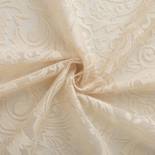 ALIGOGO Sheer Beige Curtains 72 Inch Length - Antique Embeoidered Lace Floral Crochet Curtains 2 Panels, Rustic Old House Privacy 70s Retro Closet Bedroom Window Treatment 52 x 72 Inch, Light Beige - color: Beige, size: 52"W x 72"L (Pack of 2)
