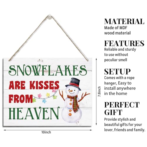 Winter Decor, Christmas Wall Art, Rustic Hanging Wood Plaque Sign, Snow Winter Sign, Christian Christmas Decoration, Snowman Decoration, Snow Lover Gift, Snowflakes are Kisses From Heaven Signs - color: Style 14