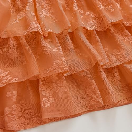 Kotile Burnt Orange Lace Ruffle Valance for Windows W52 x L18 inch, 1 Panel - color: Burnt Orange - Ruffle Lace