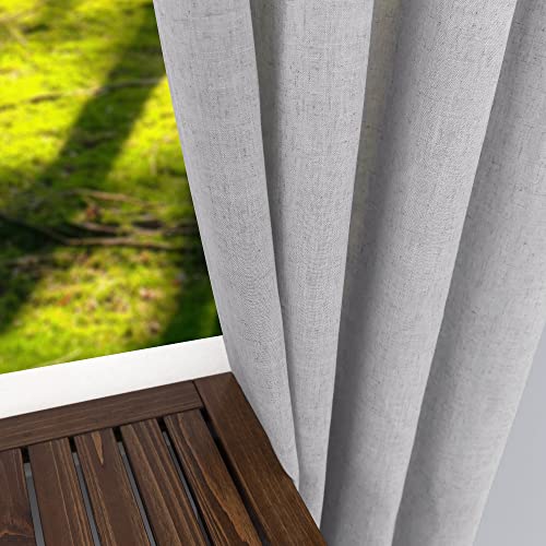 KOUFALL Grey Bronze Grommet Linen Blend Sheer Curtains 52x45 Inches Long - color: Grey, size: 52"W x 45"L (Pack of 2)