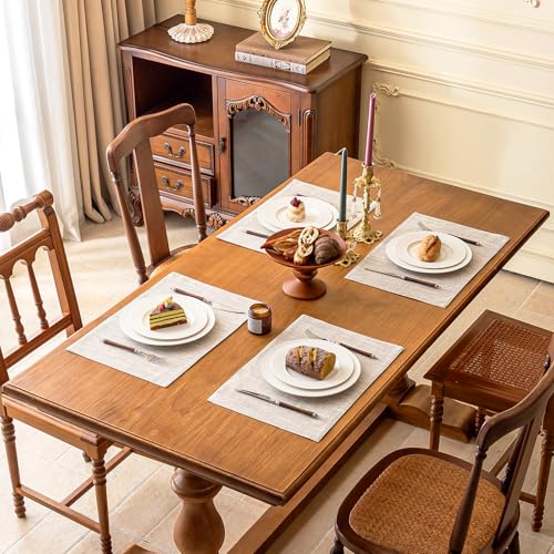 KXN Placemats Set of 4, Durable Dual-Layer Fabric Table Mats, Beige - color: Beige