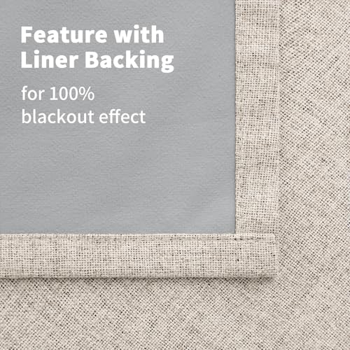 YoungsTex Oatmeal Linen Blackout Curtains 45 Inch Length for Bedroom - color: Oatmeal, size: 42"W x 45"L (Pack of 2)