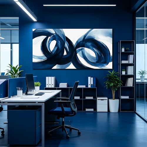 MXUNYZ Blue Abstract Canvas Wall Art for Living Room,Minimalist Painting - color: Blue, size: 58"L x 29"W
