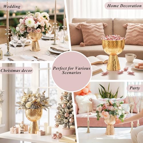 Gold Urn Vases for Centerpieces 2 Pcs, 10.6" Tall Large Metal Compote Bowl - color: French Gold, size: 10.6in-2Pcs