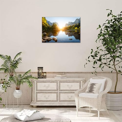 SKASNFAI National Park Canvas Wall Art Mountain Nature Landscape Painting Artwork Framed Home Decor for Living Room Bedroom (12x16 inch) - color: Forest 01, size: 12"L x 16"W
