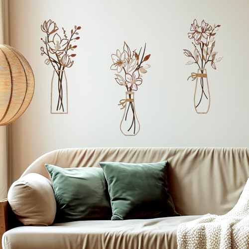 Zzbakress 3 Pieces Metal Flowers Wall Art for Bathroom (Light Brown) - color: Light Brown