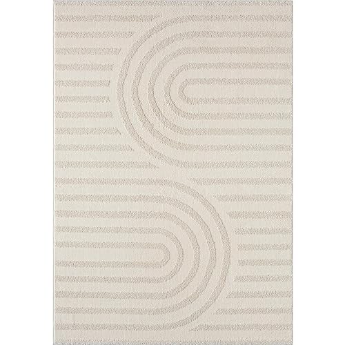 LUXE WEAVERS Modern Geometric High Low Area Rug Cream 4x5 - color: Cream, size: 4' x 5' (Rectangular)