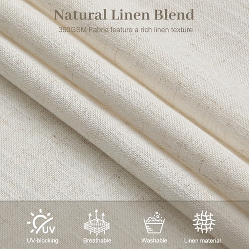 IVAPUPU Pinch Pleated Linen Curtains 112 Inches Semi Sheer Drapes, 2 Panels - color: Natural, size: 40"W x 112"L (Pack of 2)