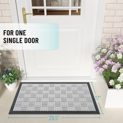 OLANLY Front Door Mat Outside Entrance 29.5x17, Heavy-Duty Rubber Doormat - color: Light Gray, size: 29.5" X 17"