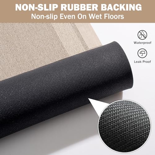 YDKGL Non Slip Bath Mat Long Ultra Thin Bathroom Rugs Runner Fit Under Door - color: A- Beige, size: 17" x 59" (Rectangular)