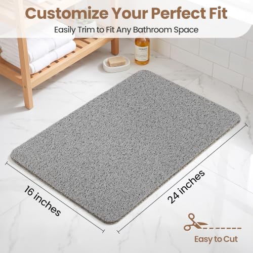 LuxStep Shower Mat Bathtub Mat,24x16 inch, Non-Slip Bath Mat with Drain, Quick Drying PVC Loofah Bathmat for Tub,Shower,Bathroom (Phthalate Free,Grey) - color: Stylish Grey, size: 24" x 16"