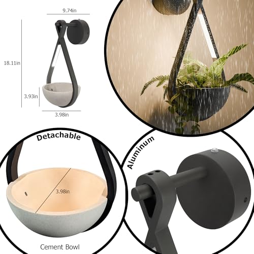 IP54 Waterproof Dusk-to-Dawn Wall Lamp with Planter, 8W High CRI97 LED Grow Light 3000K Warm White, Outdoor Plant Holder Sconce for Porch Patio Garage