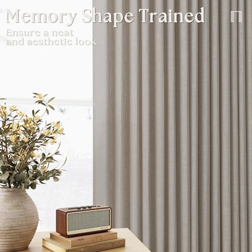 Burlywood Birch Pinch Pleated Linen Semi Sheer 54 Inch Curtains 2 Panels - color: Burlywood Birch, size: 40"W x 54"L (Pack of 2)