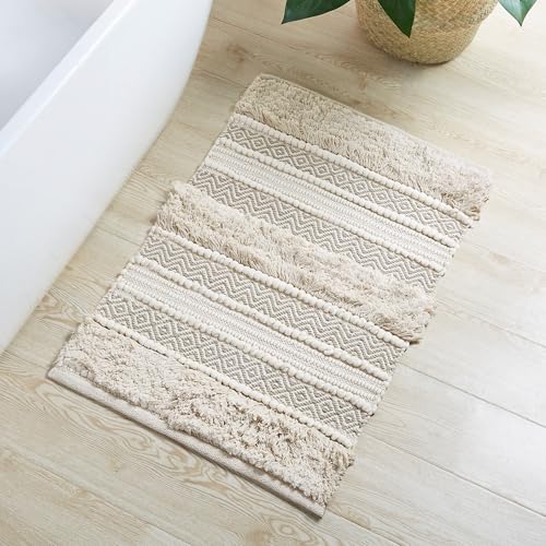 INK+IVY Asher Non-Slip Bath Rug Absorbent Quick Dry, 20 x 32, Natural - color: Natural, size: 1'8" x 2'8" (Rectangular)