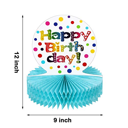 Rainbow Birthday Honeycomb Centerpiece for Table Decorations, 2 Pack
