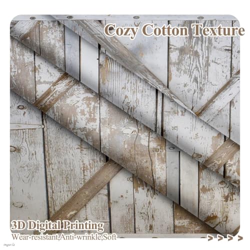 Renaiss 42 x 12 Inch Gray Speckled Old Door Valance Curtains Vintage Wood Kitchen Bathroom Curtains Western Country Window Treatment for Basement Barn Door Light Filtering Insulate Rod Pocket Curtains - color: Light Gray, size: 42"W x 12"L (Pack of 1)