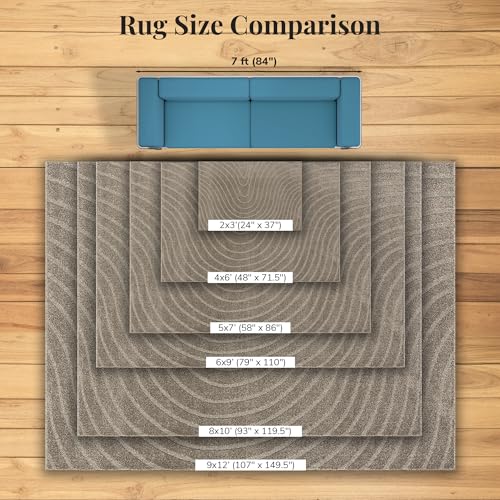 LUXE WEAVERS Modern Geometric Wave Taupe 5x7 Area Rug - color: Taupe, size: 5' x 7' (Rectangular)