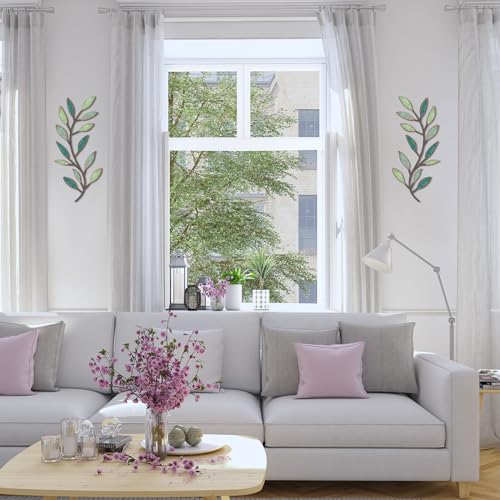 Zhengmy 2 Pcs Metal Leaf Wall Art Vine Branch Decor,Gradient Green - color: Gradient Green
