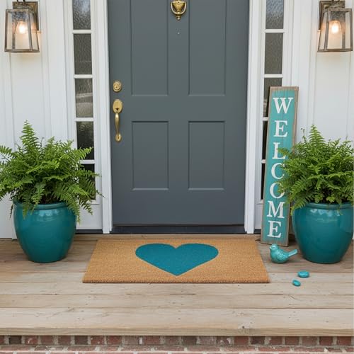 Calloway Mills Madison Heart Doormat (Turquoise, 24" x 36") - color: Turquoise, size: 2' x 3' (Rectangular)