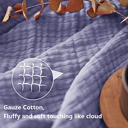 Simple&Opulence Cotton Muslin Throw Blanket for Bed, Couch, Knit Woven Gauze Blanket with Tassels, Soft Lightweight Cozy Pre-Washed Breathable Farmhouse Decoration for All-Season (Lavender) - color: Lavender