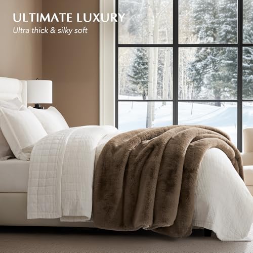 EverGrace Faux Chinchilla Fur Throw Blanket, 50"x60", Tawny Mink - color: Tawny Mink, size: 50"x60"