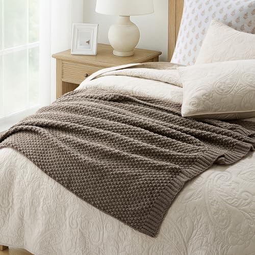 EVERGRACEHOME Chunky Chenille Knit Throw Blanket, 60 x 80, Mocha Brown - color: Mocha Brown, size: 60" X 80"
