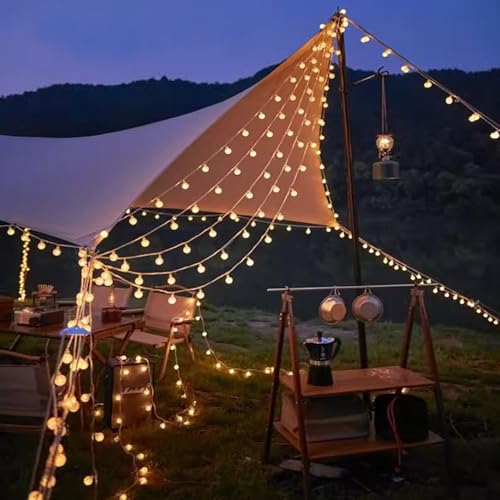 Globe String Lights, 32.8 FT 80 LED USB Powered Waterproof Timer 8 Modes Fairy String Lights with Remote for Bedroom Christmas Party Patio Garden Indoor Wedding Decor, Warm White, 10M
