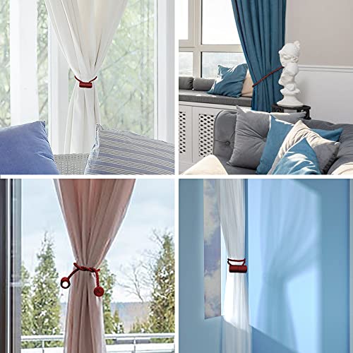 18 Inch Strong Magnetic Curtain Tiebacks, Curtain Holdbacks Modern Upgrade Strong 2021 New Twisted Style Decorative Drapery Rope Tie Backs(2 Pack Burgundy) - color: Burgundy