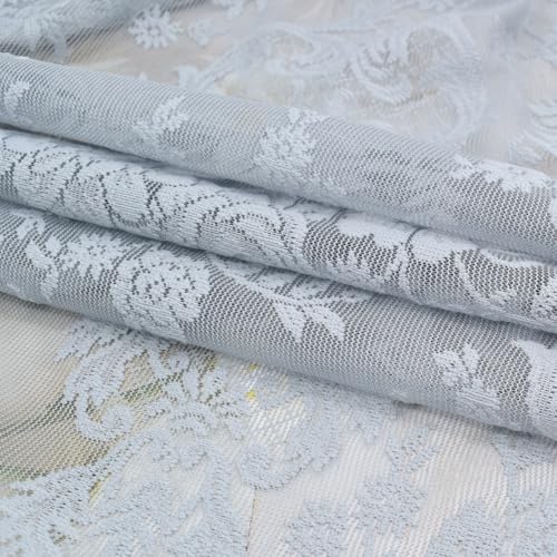 Molaxhome Swag Curtain Scalloped Curtain Valance Drape Sheer Lace Panel 1pc - color: Lace Grey