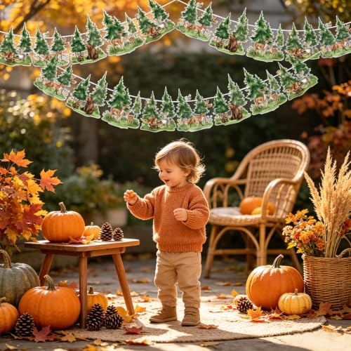 SUNBEAUTY Woodland Animals Banner 13.2FT Baby Shower Garland Party Supplies - color: Forest-2